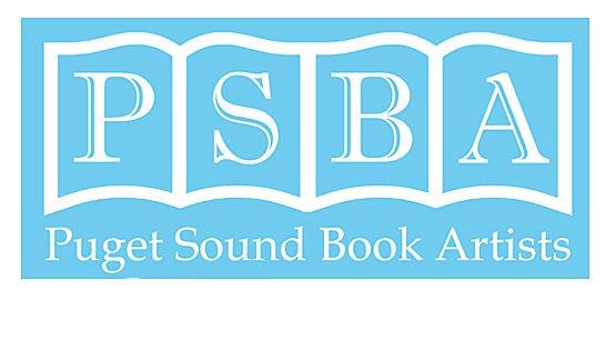 PSBA on two open books across blue backgrouns with Puget Sound Book Artists written below.